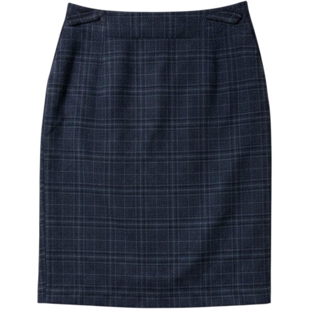 J.McLaughlin Women Navy Check Pencil Skirt sz4 Glen Plaid 100% Wool Lined Warm‎